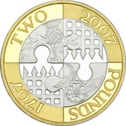 2 Pounds - Elizabeth II Act of Union; Silver Proof, United Kingdom, 2007 reverse image