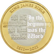 2 Pounds - Elizabeth II King James Bible; Silver Proof, United Kingdom, 2011 reverse image