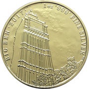 2 Pounds - Elizabeth II Big Ben; 1 oz Fine Silver, United Kingdom, 2017 reverse image