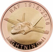 2 Pounds - Elizabeth II RAF Lightning II; Gold Proof, United Kingdom, 2018 reverse image