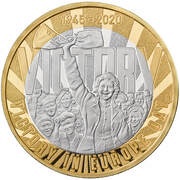2 Pounds - Elizabeth II 75th VE Day; Silver Piedfort, United Kingdom, 2020 reverse image