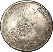 960 Réis - João Prince Regent Countermarked 8 Reales; Cuiaba obverse image