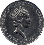 5 Pounds - Elizabeth II 3rd portrait; Queen's 70th Birthday obverse image