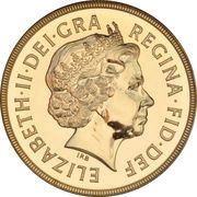 5 Sovereigns - Elizabeth II 4th portrait; Brilliant Uncirculated obverse image