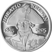 5 Pounds - Elizabeth II Horatio Nelson; Silver Piedfort, United Kingdom, 2005 reverse image