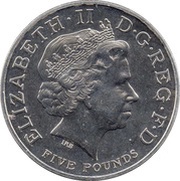 5 Pounds - Elizabeth II 4th portrait; XXX Olympiad, Countdown 3 obverse image