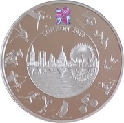 5 Pounds - Elizabeth II London Olympics; Gold-Plated Silver Proof, United Kingdom, 2012 reverse image