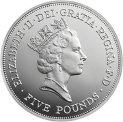 5 Pounds - Elizabeth II 3rd portrait; Coronation Jubilee, Silver Piedfort obverse image
