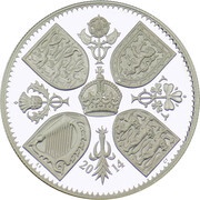 5 Pounds - Elizabeth II Royal Birthday; Silver Proof, United Kingdom, 2014 reverse image