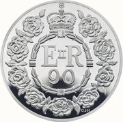 5 Pounds - Elizabeth II Queen’s 90th Birthday; Silver Piedfort, United Kingdom, 2016 reverse image