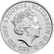 5 Pounds - Elizabeth II 5th portrait; Sapphire Anniversary obverse image