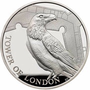 5 Pounds - Elizabeth II Legend of the Ravens; Silver Proof, United Kingdom, 2019 reverse image