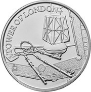 5 Pounds - Elizabeth II 5th portrait; Ceremony of the Keys, United Kingdom, 2019 reverse image