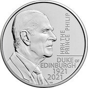 5 Pounds - Elizabeth II 5th portrait; Prince Philip, United Kingdom, 2021 reverse image