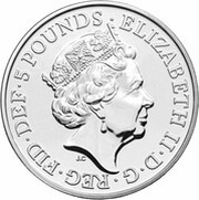 5 Pounds - Elizabeth II 5th portrait; The Queen's Beasts Completer obverse image