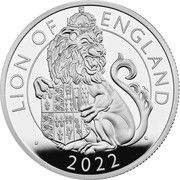 5 Pounds - Elizabeth II Lion of England; Silver Proof, United Kingdom, 2022 reverse image