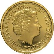 10 Pounds - Elizabeth II 4th portrait; 1/10 oz Fine Gold obverse image
