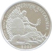 10 Pounds - Elizabeth II 4th portrait; 1/10 oz Fine Platinum, United Kingdom, 2007 reverse image