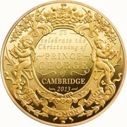 10 Pounds - Elizabeth II Royal Christening; Gold Proof, United Kingdom, 2013 reverse image