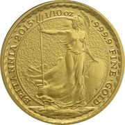 10 Pounds - Elizabeth II 4th portrait; 1/10 oz Fine Gold, United Kingdom, 2015 reverse image
