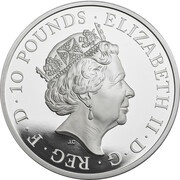 10 Pounds - Elizabeth II 5th portrait; 5 oz Fine Silver obverse image