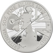 10 Pounds - Elizabeth II 5th portrait; 5 oz Fine Silver, United Kingdom, 2017 reverse image