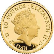 10 Pounds - Elizabeth II 5th portrait; 1/10 oz Fine Gold obverse image