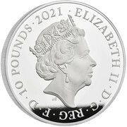 10 Pounds - Elizabeth II Gothic Crown Portrait; Silver Piedfort obverse image