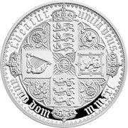 10 Pounds - Elizabeth II Gothic Crown Quartered Arms; Silver Piedfort, United Kingdom, 2021 reverse image