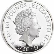 10 Pounds - Elizabeth II Lion of England; Silver Proof obverse image
