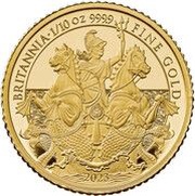 10 Pounds - Charles III 1/10 oz Fine Gold, United Kingdom, 2023 reverse image