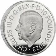 10 Pounds - Charles III R2D2 and C3PO; Silver Proof obverse image