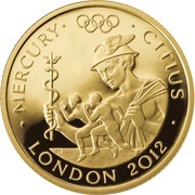25 Pounds - Elizabeth II Mercury - Citius; Gold Proof, United Kingdom, 2010 reverse image