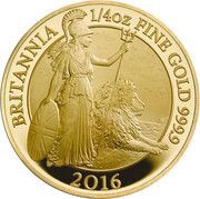 25 Pounds - Elizabeth II 5th portrait; 1/4 oz Fine Gold, United Kingdom, 2016 reverse image