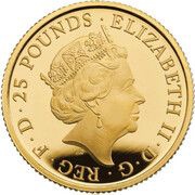 25 Pounds - Elizabeth II 5th portrait; 1/4 oz Fine Gold obverse image