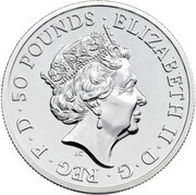 50 Pounds - Elizabeth II William Shakespeare, Fine Silver obverse image