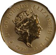 50 Pounds - Elizabeth II Gold Standard; 1/2 oz Fine Gold, United Kingdom, 2022 obverse image