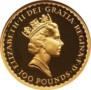 100 Pounds - Elizabeth II 3rd portrait; 1 oz Fine Gold obverse image