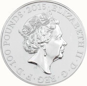 100 Pounds - Elizabeth II Buckingham Palace; Fine Silver obverse image