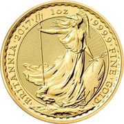 100 Pounds - Elizabeth II 5th portrait; 1 oz Fine Gold, United Kingdom, 2017 reverse image