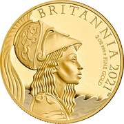200 Pounds - Elizabeth II 5th portrait; 2 oz Fine Gold, United Kingdom, 2021 reverse image