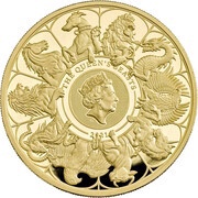 200 Pounds - Elizabeth II The Queen's Beasts Completer; Gold Proof, United Kingdom, 2021 reverse image
