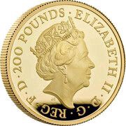 200 Pounds - Elizabeth II 5th portrait; 2 oz Fine Gold obverse image