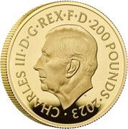 200 Pounds - Charles III James Bond - The Spy Who Loved Me; Gold Proof obverse image