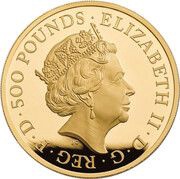 500 Pounds - Elizabeth II 5th portrait; 5 oz Fine Gold obverse image