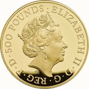 500 Pounds - Elizabeth II Unicorn of Scotland; Gold Proof obverse image