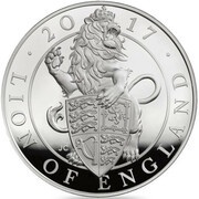 500 Pounds - Elizabeth II Lion of England; Silver Proof, United Kingdom, 2017 reverse image