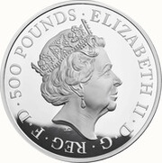 500 Pounds - Elizabeth II Black Bull of Clarence; Silver Proof obverse image