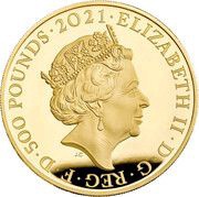 500 Pounds - Elizabeth II Gothic Crown Quartered Arms; Gold Piedfort obverse image