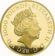 1000 Pounds - Elizabeth II Black Bull of Clarence; Gold Proof obverse image